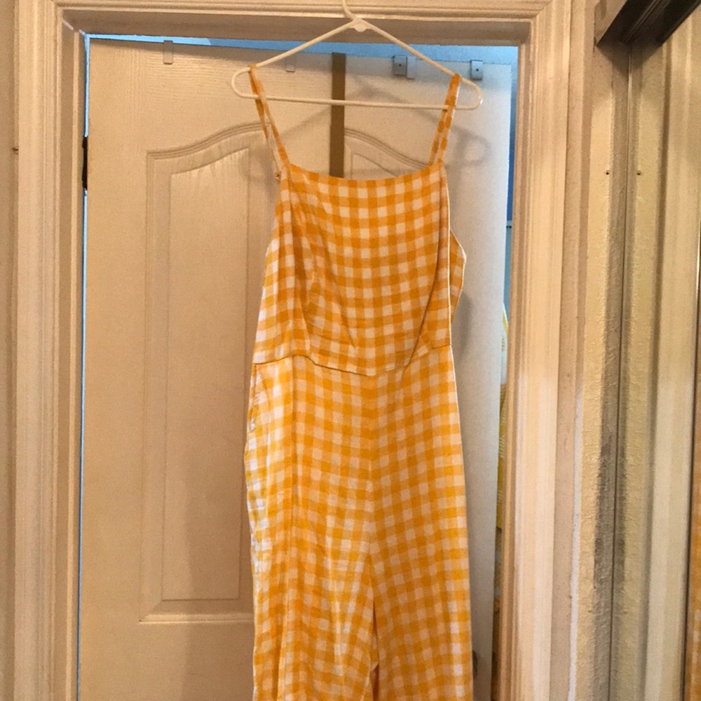 Long pants yellow and white romper